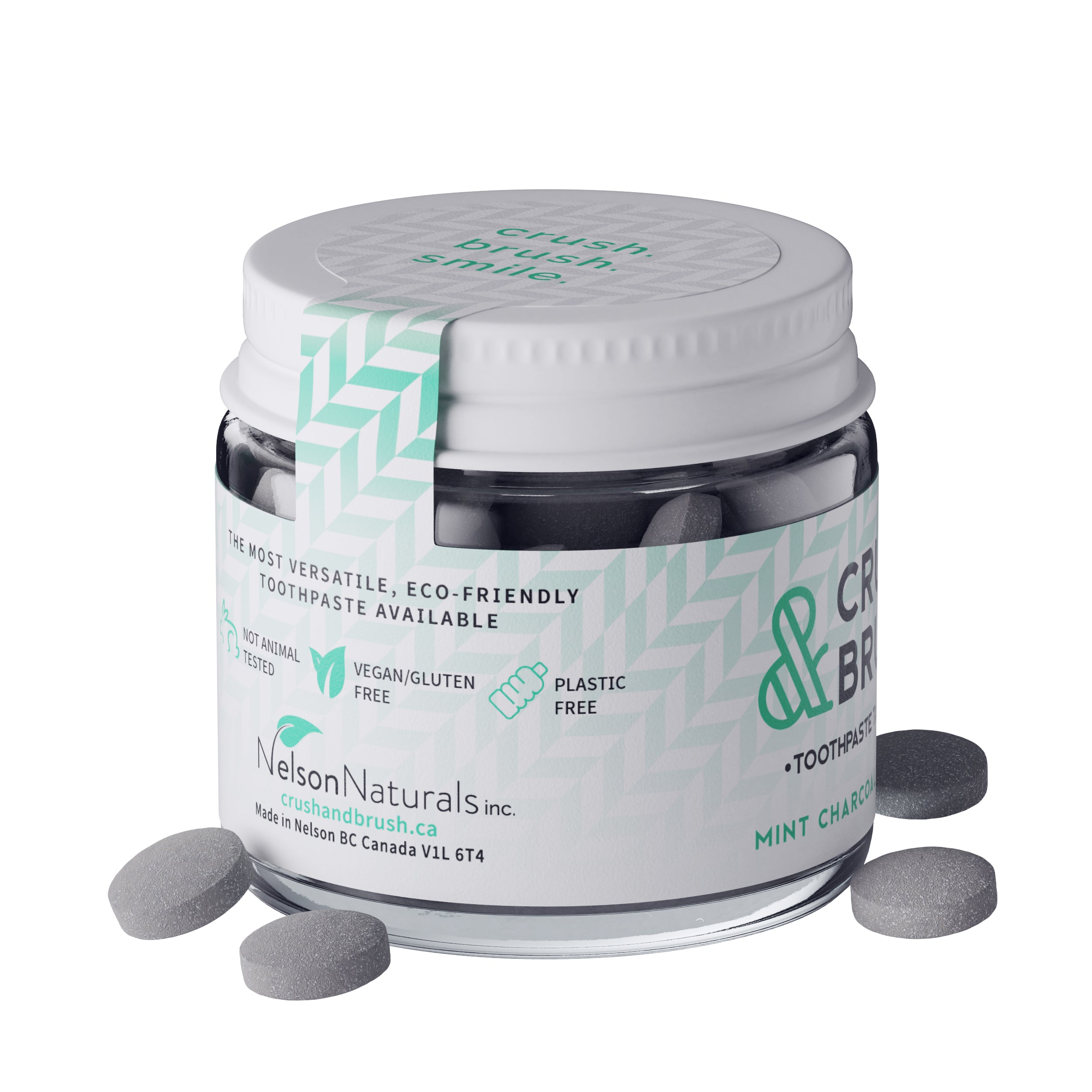 Crush & Brush Mint CHARCOAL GLASS JAR
