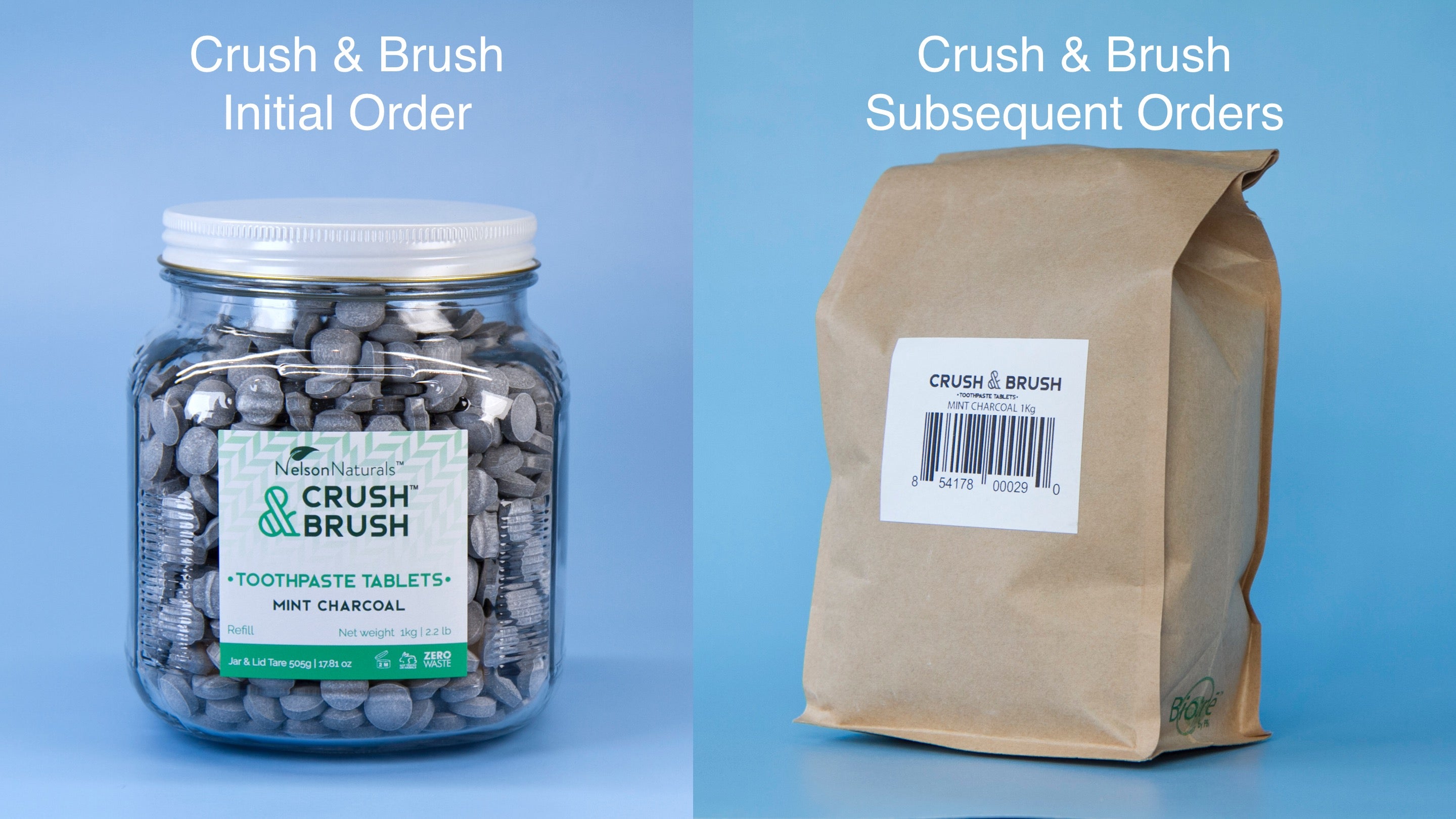 Crush & Brush CHARCOAL mint Tablets 1KG BULK WHOLESALE - [click for more info]  - nelsonnaturals remineralizing toothpaste
