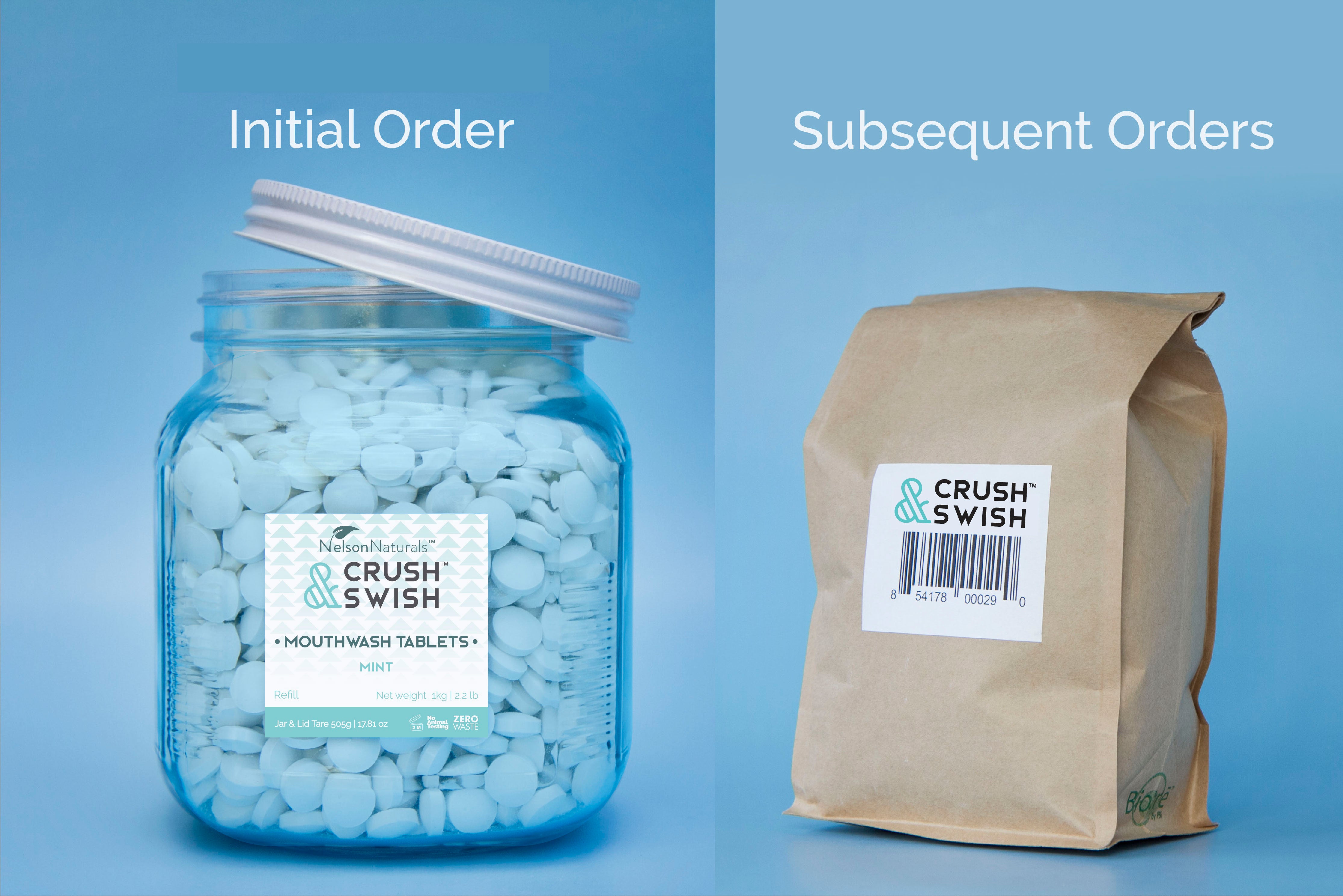 Crush & Swish MINT Mouthwash Tablets 1KG BULK WHOLESALE - [click for more info]