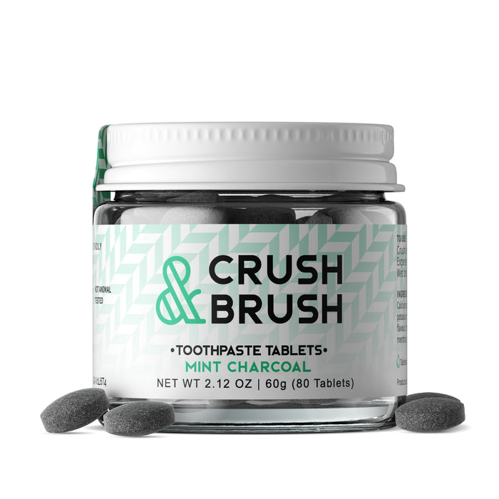 Crush & Brush Mint CHARCOAL - 60g ~ 80 Tablets  - nelsonnaturals remineralizing toothpaste