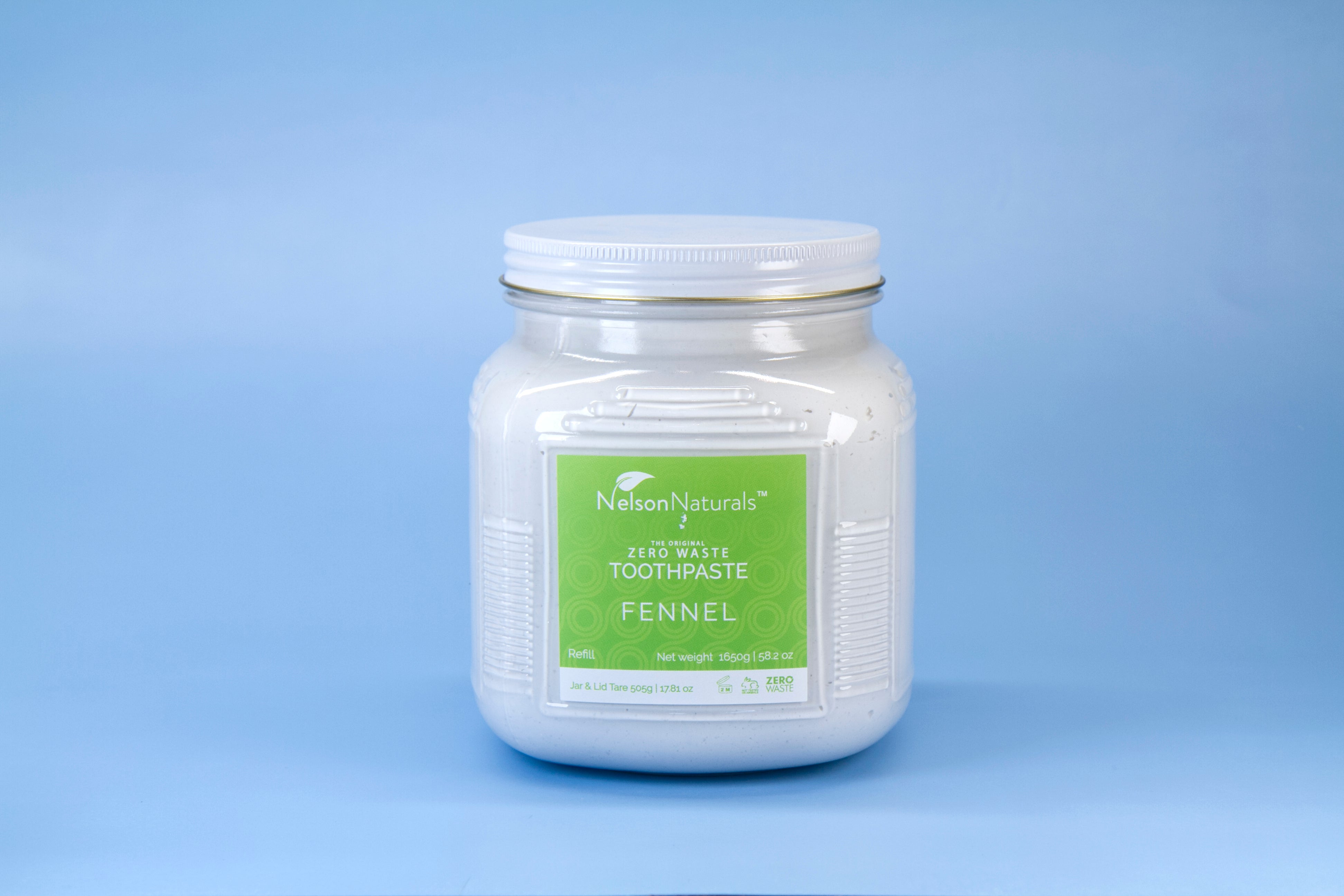 Fennel Bulk Toothpaste 1650 g - NEW IMPROVED GLASS JAR - Wholesale Toothpaste - nelsonnaturals remineralizing toothpaste