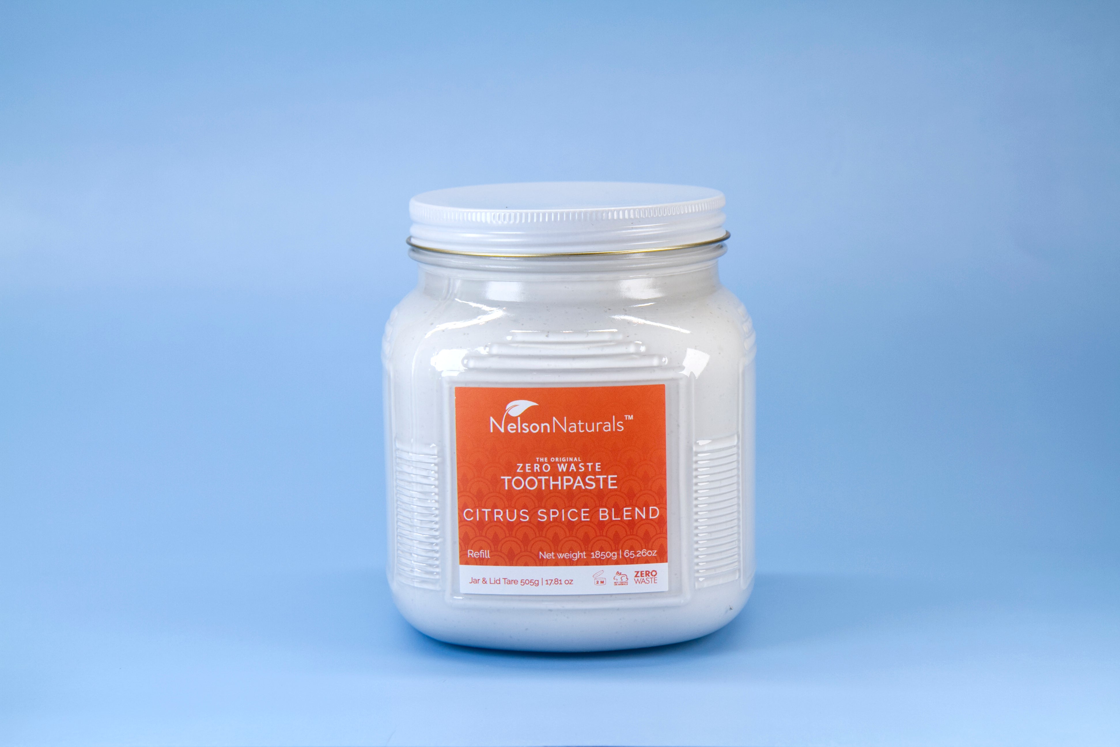 Citrus Spice Bulk Toothpaste 1850 g - NEW IMPROVED GLASS JAR - Wholesale Toothpaste - nelsonnaturals remineralizing toothpaste