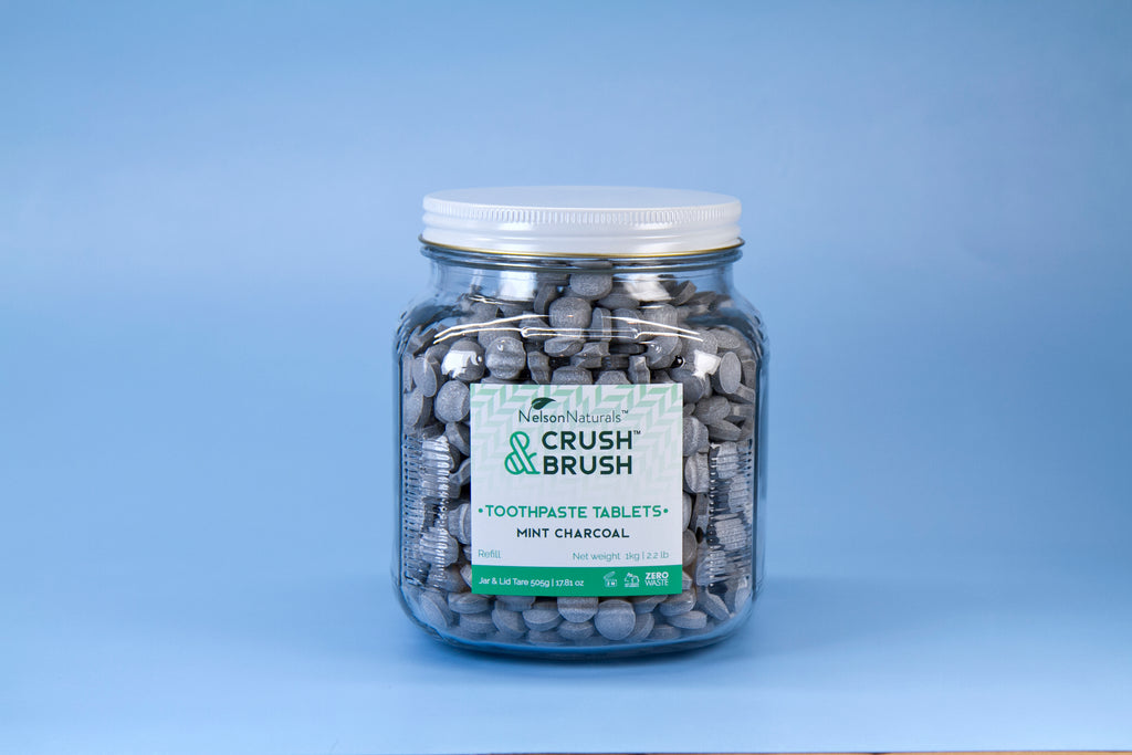 Crush & Brush CHARCOAL mint Tablets 1KG BULK WHOLESALE - [click for more info]  - nelsonnaturals remineralizing toothpaste