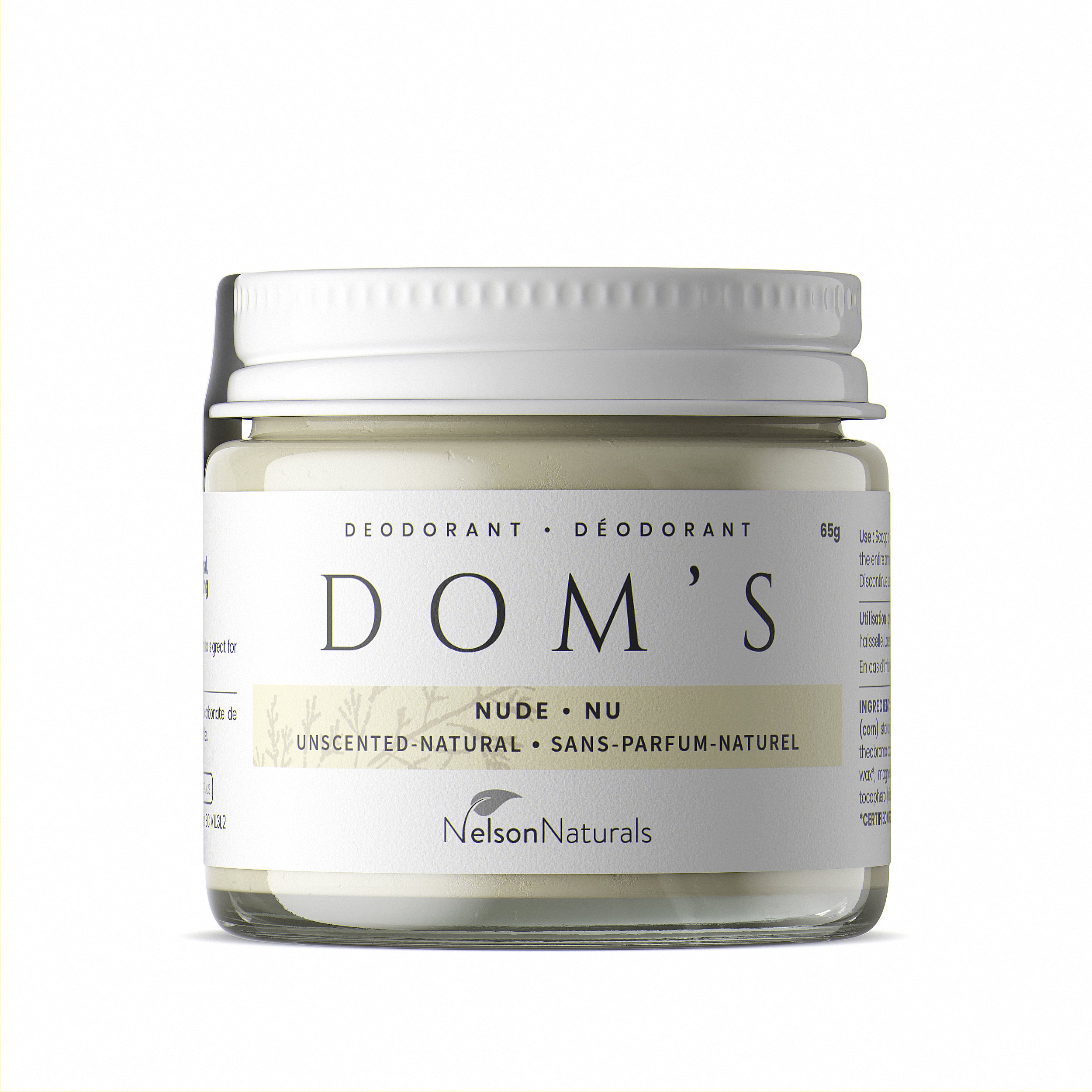 Dom's Deodorant - Nude 65g - WHOLESALE Deodorant - nelsonnaturals remineralizing toothpaste