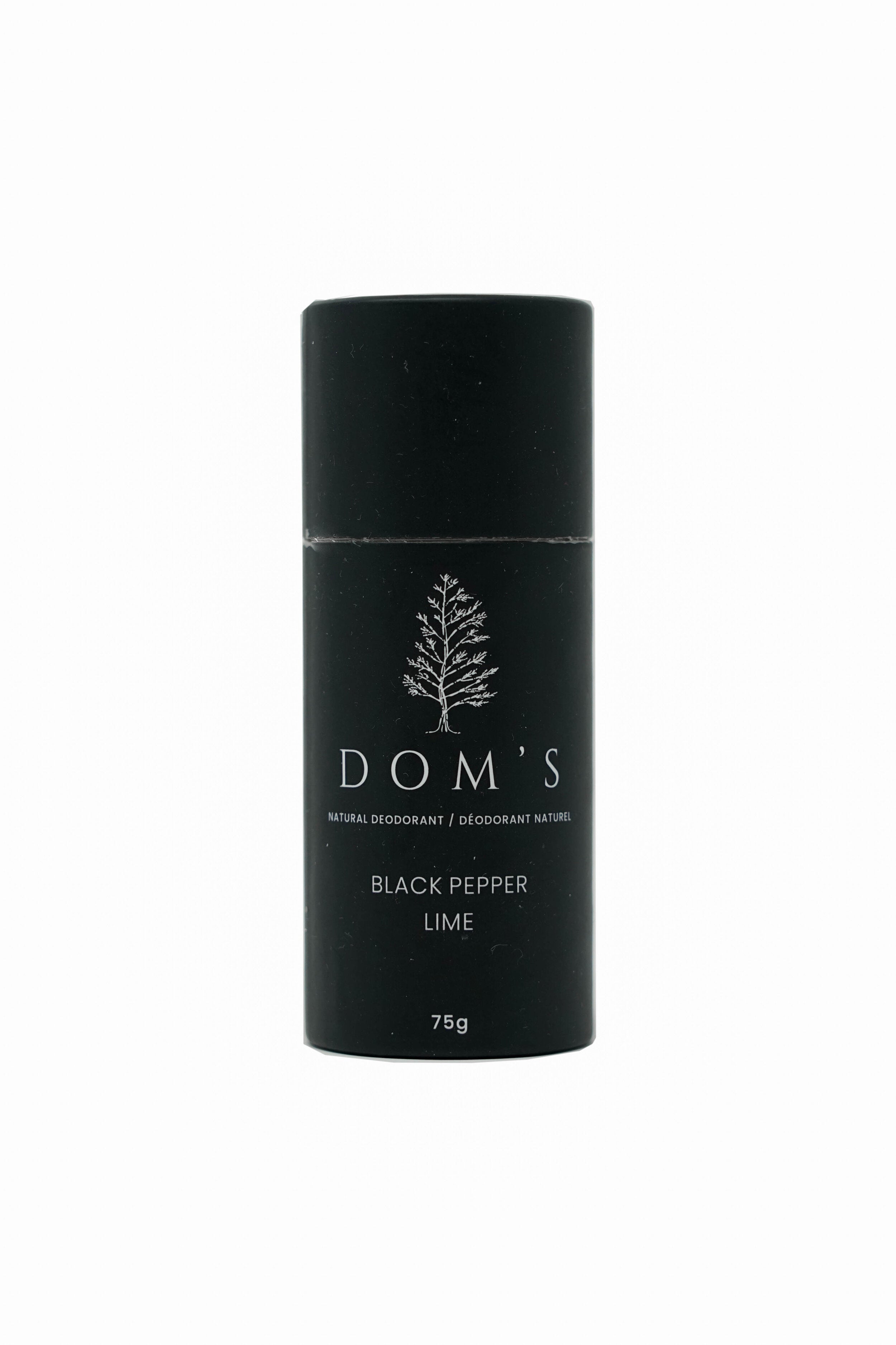 Dom's Deodorant - Black Pepper/Lime Stick 75g - WHOLESALE Deodorant - nelsonnaturals remineralizing toothpaste