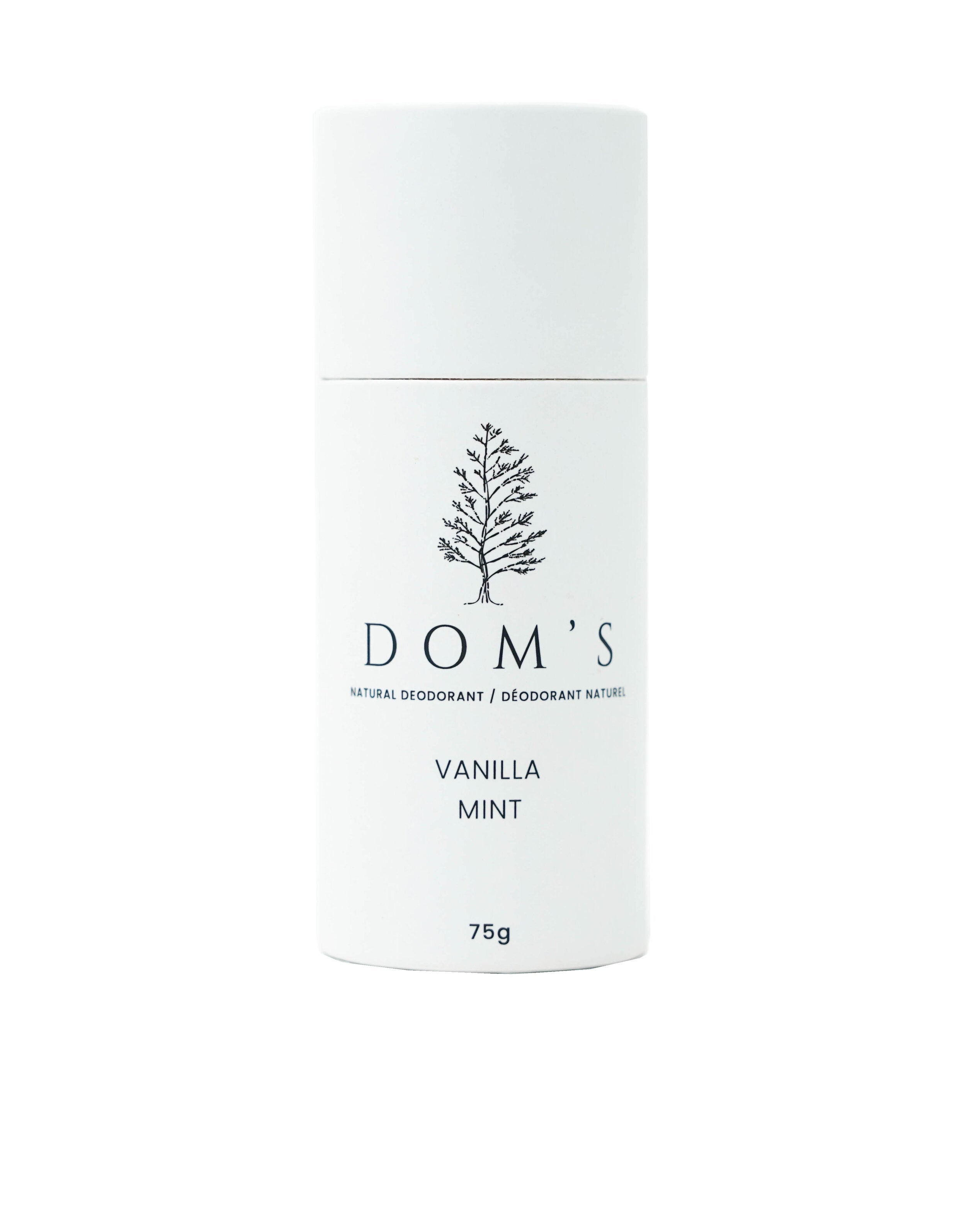 Dom's Deodorant - Vanilla/Mint Stick 75g - WHOLESALE Deodorant - nelsonnaturals remineralizing toothpaste